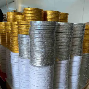 Đế Bánh Lượn Sóng Màu Trắng Bạc Vàng Kim Trống Bánh Giáng Sinh Tròn Dày 6Mm 12Mm Có Logo Tùy Chỉnh - Product Image 1
