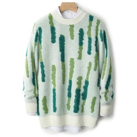 Pull en tricot jacquard tissé pour homme, 100 % pure laine, rayé, anti-plis, à manches longues, col épais, coupe ample, automne 2026