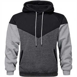 <b>Men's</b> Color Blocking Hooded <b>Sweatshirt</b> Raglan Sleeve Casual Hoodie <b>Grey</b> Black Polyester Cotton French Terry Autumn Wear - Product Image 1