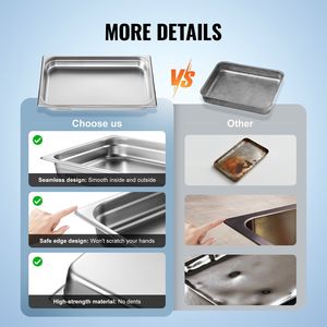 Paquete de 6 sartenes comerciales de acero inoxidable para mesa de vapor de 0,8mm de espesor tamaño completo Anti-Jam restaurante Catering almacenamiento sartén para alimentos de 2,5 pulgadas - Product Image 6