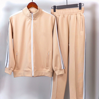 Ensemble de veste et pantalon de survêtement décontracté pour homme, effet délavé, avec fermeture éclair, style streetwear, personnalisable avec logo, pour le sport
