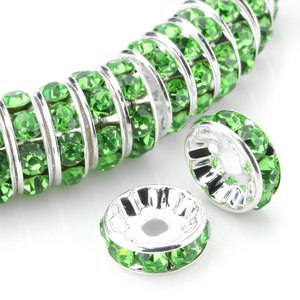 JOYFFO 100 pz perline distanziatrici Rondelle placcate argento strass di cristallo ceco per creazione di gioielli per bracciali con perline sciolte - Product Image 4
