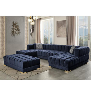 منزل Pinzhi تصميم عصري الأمريكية أخضر مخملي قماش غرفة المعيشة على شكل حرف U أريكة فاخرة مقطعية كرسي صالة منجد - Product Image 5