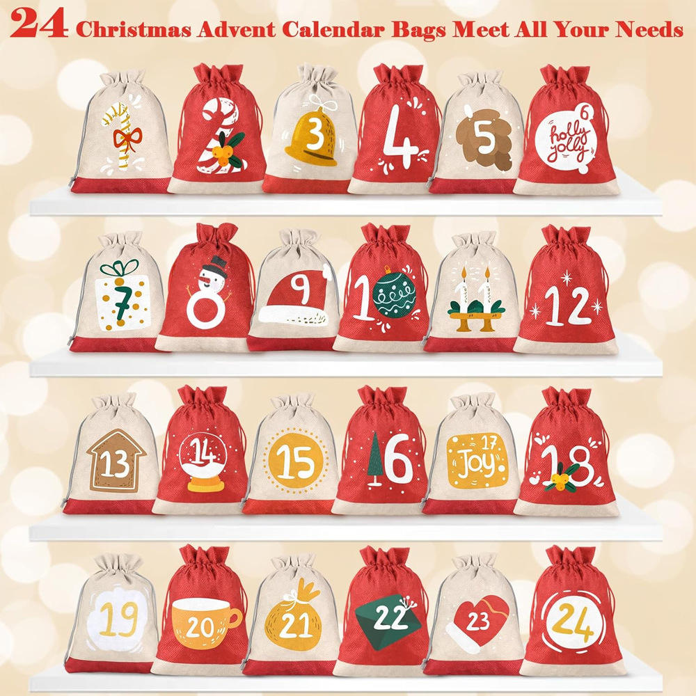 24 bags (10*15cm) + clip hemp rope