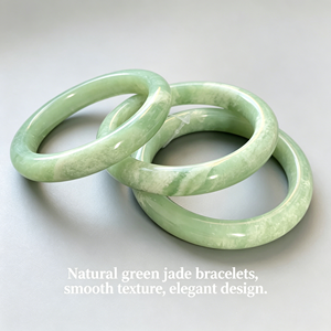 กำไลข้อมือหยกจีนโบราณสีเขียวธรรมชาติทรงกลม ขายส่ง ของขวัญเครื่องประดับอัญมณีแกะสลักสไตล์วินเทจสำหรับผู้หญิง - Product Image 1