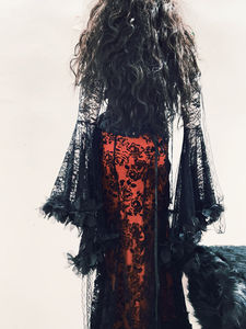 Vestido de palacio de <span class=keywords><strong>Halloween</strong></span> negro oscuro y rojo de estilo gótico <span class=keywords><strong>original</strong></span> con pretina rosa y <span class=keywords><strong>disfraz</strong></span> Sexy de personaje de gato - Product Image 5