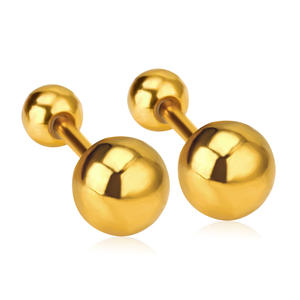 Balls Yellow Gold Color Piercing Small Round Ball Stud Earrings for Women Men Children Baby Girls Kids Jewelry