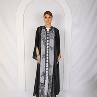 Abaya longue élégante et luxueuse en dentelle, design unique 2025, vente en gros, fabricant en Chine