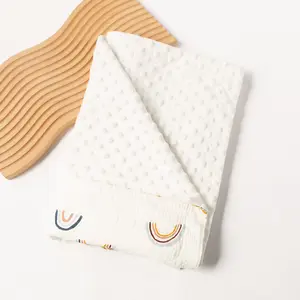 Couverture 2 couches en coton imprimé arc-en-ciel pour bébé, Design personnalisé Direct d'usine