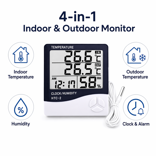 Digital Hygrometer Thermometer Gauge Indoor Outdoor Temperature Humidity Meter for Greenhouse Humidors Incubators