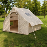 Nouvelle Tente Gonflable Design 6,3 m² Colonne d'Air Standard Oxford 210D Kaki 3-4 Personnes Famille Portable Facile à Monter Glamping Camping