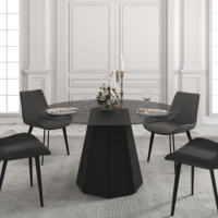 Table à manger ronde réglable en verre trempé de design italien Voxhome, moderne, pour petit appartement, meubles de maison