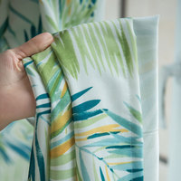 Tela de Cortina Estampada 100% Poliéster, Diseño de Hojas de Palma Tropical, Tela para Cortinas al por Mayor para Sala de Estar