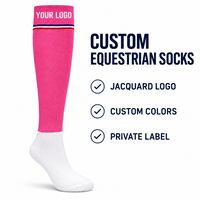 Chaussettes d'équitation en gros pour femmes, hautes jusqu'au genou, respirantes, avec logo jacquard personnalisé, fournisseur de marque privée