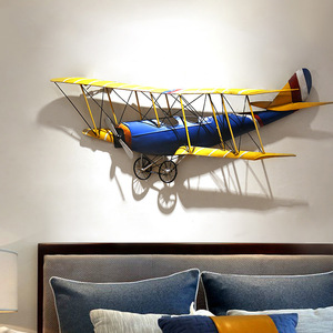 Decoración de pared de avión, <span class=keywords><strong>estilo</strong></span> <span class=keywords><strong>Industrial</strong></span>, decoraciones para el hogar, artesanía de hierro, 3D - Product Image 3