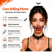 Autocollants de tatouage temporaire pour la bouche Halloween, dents de vampire imperméables, tatouages temporaires pour le visage, pour cosplay, fête, bar, vacances, maquillage corporel, décalcomanies