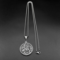 Collier en acier inoxydable pour hommes et femmes, style gothique européen et américain, avec pentagramme, sceau de Salomon et Kabbale
