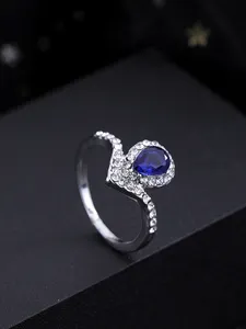 Sieraden Europese Prachtige Mode Wind Zirkoon Blauwe Diamant Persoonlijkheid Casual Dames Ring