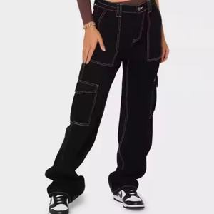 Pantalones vaqueros rectos holgados para mujer, de cintura media, tela vaquera transpirable, estilo casual, desgastados, precio de fábrica, gran oferta - Product Image 2