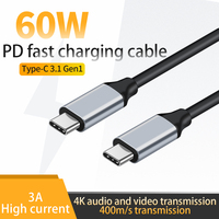 Kabel Data USB C ke Tipe C dari Paduan Aluminium Berkualitas Tinggi USB 3.1 PD 60W Pengisian Cepat Transmisi Fleksibel untuk Ponsel dan Laptop