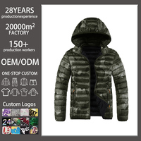 Veste d'hiver pour homme ODM, veste matelassée à capuche camouflage, 100% nylon, légère, pour la chasse en plein air, vêtements de rue décontractés