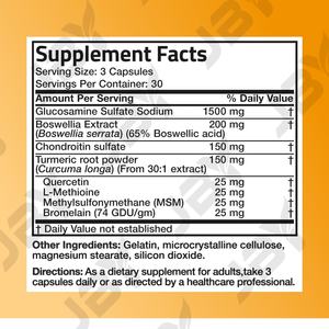 JBY Helal Glukozamin MSM ve Kondroitin Sülfat Artı Vitamin D Kompleksi 1500mg Glukozamin Kondroitin MSM Kapsülleri - Product Image 3