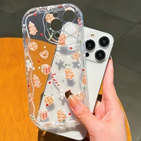 Coque de téléphone antichoc à motif renne de Noël et crème, avec bords ondulés, pour iPhone 16, 15, 13, 12, 17 Pro, 18 Pro Max