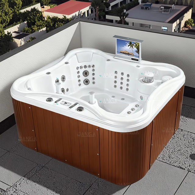 6 People Luxury Acrylic Outdoor Spa Tub Bathtub Whirlpool Massage Hot Tub Temperature Heating Jakuzzy with TV