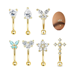 Piercing a Barbell Curvo 16G con Fiore per Sopracciglio di Tendenza <span class=keywords><strong>Anello</strong></span> in <span class=keywords><strong>Acciaio</strong></span> Inossidabile per Rook e Daith <span class=keywords><strong>Orecchini</strong></span> in <span class=keywords><strong>Acciaio</strong></span> <span class=keywords><strong>Chirurgico</strong></span> Gioielli per Trago - Product Image 1