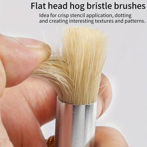 Lot de 3 pinceaux pochoirs en bois avec virole en aluminium, poils naturels purs pour peinture acrylique, à l'huile et aquarelle, certifiés FSC - Product Image 5
