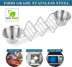 Venta al por mayor Mexican Upgrade Pancake Shell Acero inoxidable Taco Stand Up Holders con juego de tazas de Salsa - Product Image 2