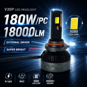 SFIDA V30P 180W 18000LM 12V Nuova Lampadina LED per Fari 6000K H4 H7 H11 9005 9006 5080 con Sei Tubi in Rame e Ventola - Product Image 1