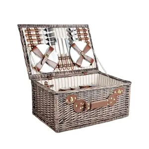 Hot Sale Cheap 6 Person Women Shopping Wire Storage Wicker Tote Basket For Lunch Picnic