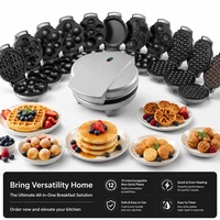 Mini gaufrier électrique en céramique personnalisé WM-0009, appareil à snacks avec 13 plaques amovibles, usage domestique, surface antiadhésive, toucher froid