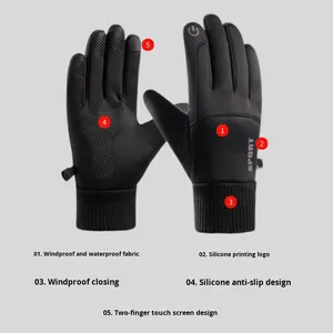 Touchscreen-Winterhandschuhe für Herren und Damen, thermische, warme, mit Fleece gefütterte Sporthandschuhe, rutschfeste, winddichte Handschuhe zum Radfahren, Laufen - Product Image 5