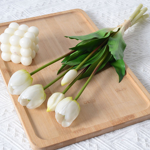 Handmade Artificial Flower 5 Branch Bundle High End Real Touch Faux Flower Bouquet Soft Rubber <strong>Tulip</strong> for Home Desktop Decoration - Product Image 6