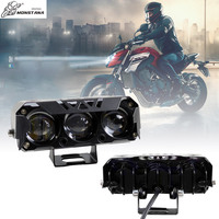 Projecteur LED pour moto MONSTANA, trois ampoules, vente directe d'usine, DC 12V-80V, 1800LM, jaune + blanc naturel, clignotant, en fer et PC