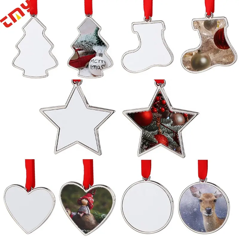 Metal Soft Enamel Pendant Decor Christmas Tree Custom DIY Sublimation Transfer Print Aluminum Personalized Christmas Ornaments