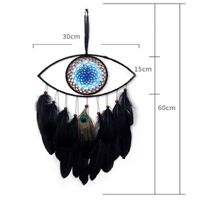 CELION Handmade Black Feather Blue Eye <span class=keywords><strong>Dreamcatcher</strong></span> Wall Good Luck Charm Evil Eye Dream Catcher per la decorazione della parete casa - Product Image 3
