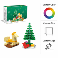 Set de Bloques de Construcción de Caballo Balancín Navideño Personalizado, Juguete de Construcción STEM, Ladrillos DIY OEM, Kit de Modelo de Árbol de Navidad para Niños