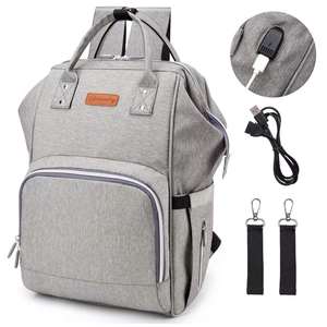 Muestra Gratis: Práctica Mochila Maternal y Bolsa de Pañales Antirrobo con USB, Organizador de Pañales para Bebé de Poliéster - Product Image 4