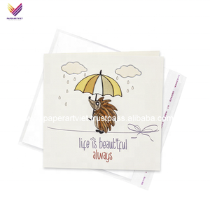 Cartes de quilling artisanales de haute qualité, art populaire vietnamien, hérisson parapluie, vernis UV, vente en gros, souvenirs en papier pour salutations - Product Image 4
