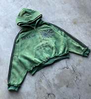 Sweat-shirt d'hiver surdimensionné pour homme, 100% coton, épais, personnalisé, vintage, avec fermeture éclair, effet délavé à l'acide, double capuche et poches effet usé