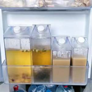 Wholesale 500ML/16Oz Transparent Square Plastic Minimalist Party Food Grade Carton Shaped Direct Drinking Lid Leak-Proof <b>Milk</b> - Product Image 1