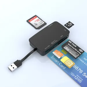 Semua dalam satu kartu memori 6 in 1 S/D T/F MS M2 Sim IC ID Chip pembaca kartu pintar 6 Slot pembaca kartu USB