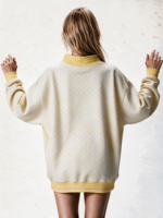 Sweat-shirt léger pour femme à pois, col montant, longueur allongée, avec logo brodé personnalisé