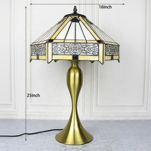 LongHuiJing 16-Inch Tiffany Lamp Dome Multicoloured Stained Glass LED 2700K Warm White Mediterranean AC E27/E26 Table Lamps Home - Product Image 4