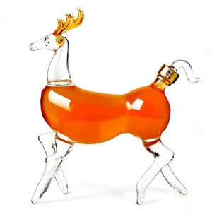 2022新动物设计鹿形硼硅酸盐酒瓶圣诞玻璃酒瓶