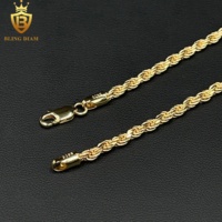 Collier chaîne corde Franco pour homme en argent 925 plaqué or 14K 18K, bijoux hip-hop 3,3 mm, vente en gros