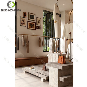 ออกแบบตกแต่งภายในร้านขายเสื้อผ้าใหม่ เคาน์เตอร์ร้านค้าทำจากไม้ ชั้นวางเสื้อผ้าติดผนังแบบกำหนดเอง เฟอร์นิเจอร์ร้านขายเสื้อผ้า - Product Image 5